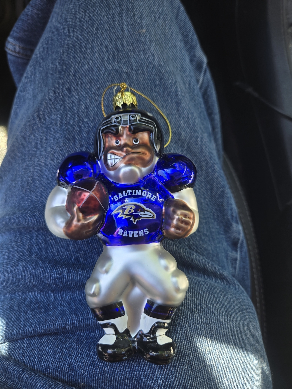 NFL Baltimore Ravens Blue & White Football Player Ornament